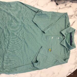 MASTERS CLUBHOUSE COLLECTION GREEN AND WHITE  STRIPE COTTON BLEND PERFORMANCE